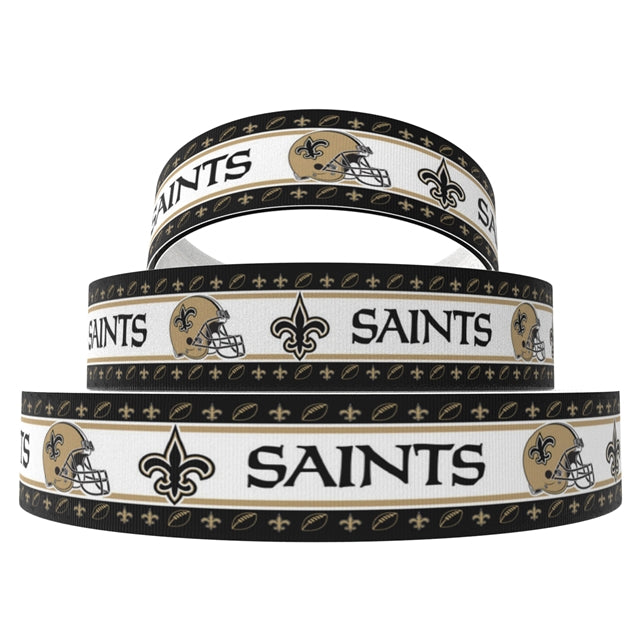 Saints 1 Yard Printed Grosgrain Ribbon 1 1/2 inch wide FeeFiFauxLeather