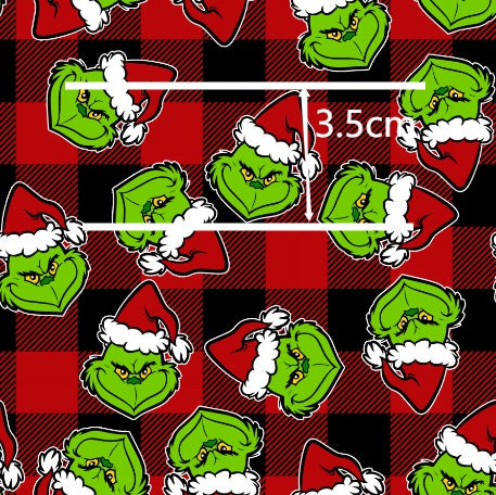 The Grinch Plaid Printed Fabric FeeFiFauxLeather