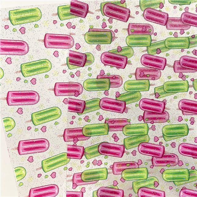 Popsicles Ice Cream Printed See Through Transparent Sheet FeeFiFauxLeather