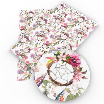 Dream Catcher Litchi Printed Faux Leather Sheet Litchi has a pebble like feel with bright colors