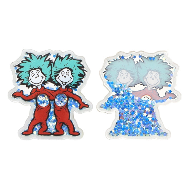 Thing 1 and Thing 2 Dr Seuss Quicksand Sequin Resin