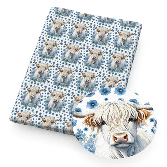 Highland Cow Printed Faux Leather Sheet FeeFiFauxLeather