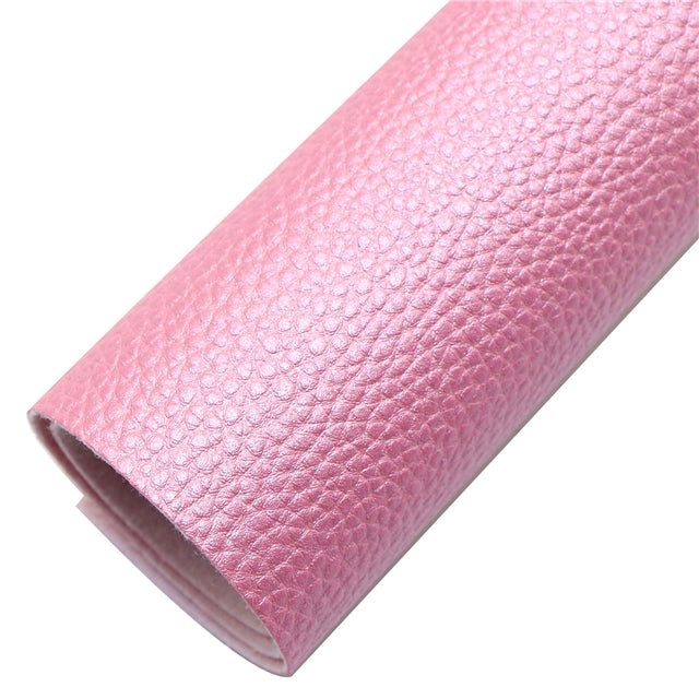 Metallic Solid Pebbled Litchi Faux Leather Sheet