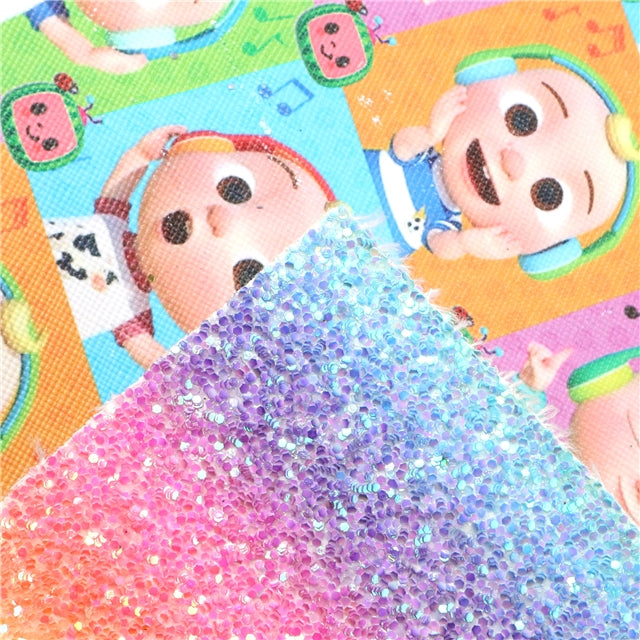Characters Glitter Double Pattern Faux Leather Sheet