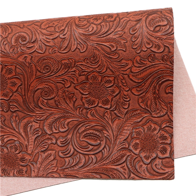 Textured Cognac Printed Faux Leather Sheet FeeFiFauxLeather