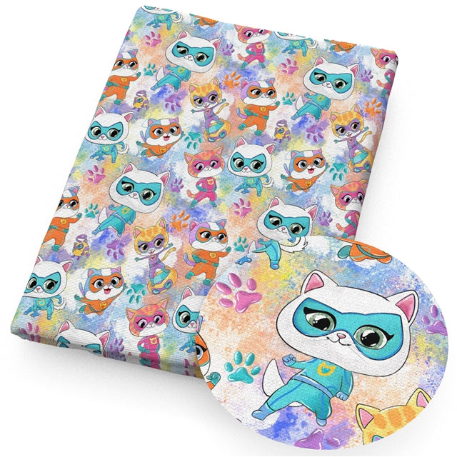 Super Kitties Printed Fabric FeeFiFauxLeather