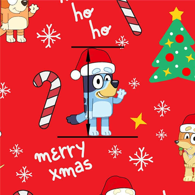 Blue Dog Christmas Printed Faux Leather Sheet