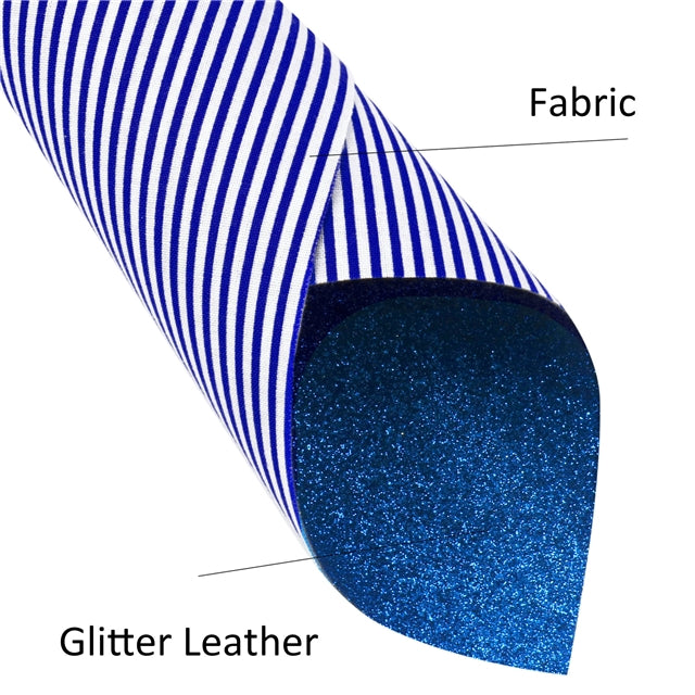 Blue and White Stripes Glitter Double Sided Faux Sheet