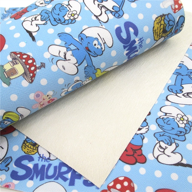 Smurfs Printed Smooth Faux Leather Sheet