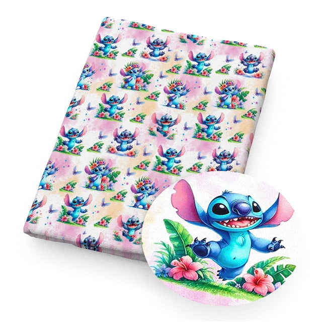 Blue Alien Printed Faux Leather Sheet FeeFiFauxLeather