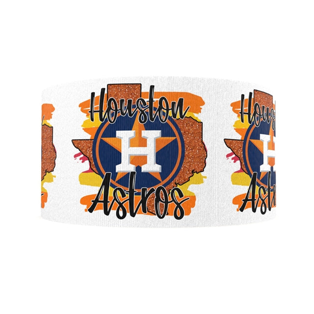 Astros Baseball 1 Yard Printed Grosgrain Ribbon 1 1/2 inch wide
