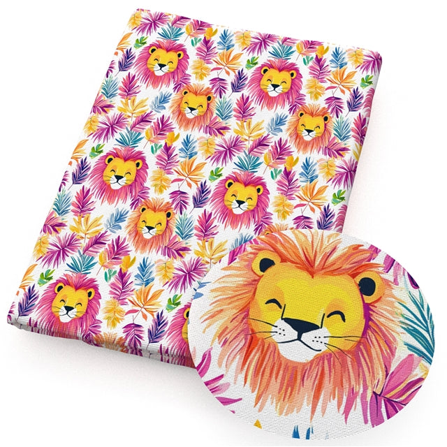 Colorful Lion Printed Faux Leather Sheet