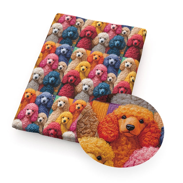 Cute Dogs Smooth Printed Faux Leather Sheet