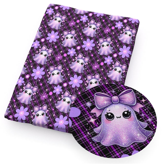 Cute Ghost Bullet Printed Fabric FeeFiFauxLeather