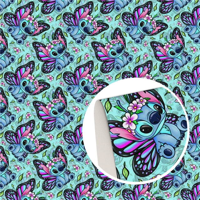 Blue Alien Printed Faux Leather Sheet FeeFiFauxLeather