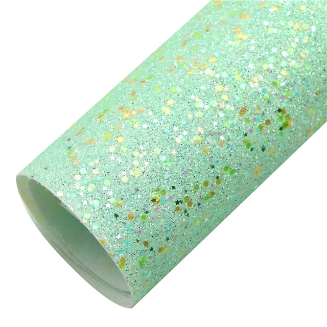 Holographic Chunky Glitter Printed Faux Leather FeeFiFauxLeather