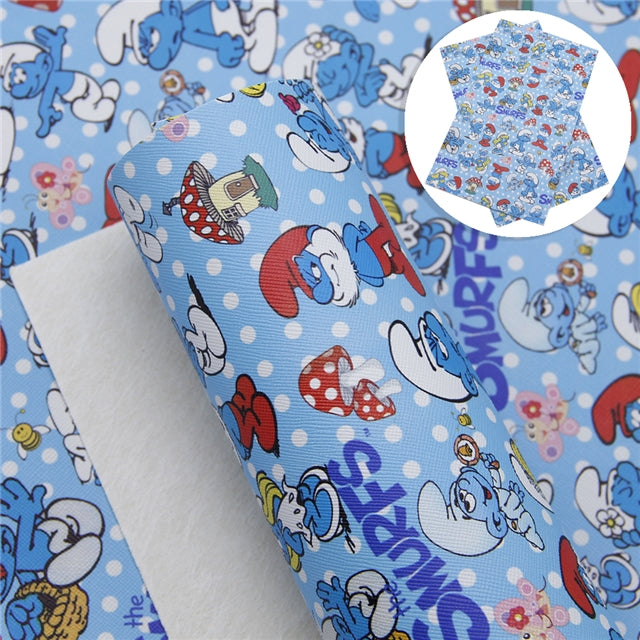 Smurfs Printed Smooth Faux Leather Sheet