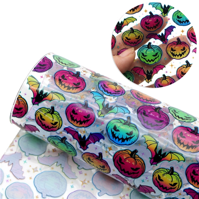 Halloween Pumpkins Printed Faux Leather Sheet FeeFiFauxLeather