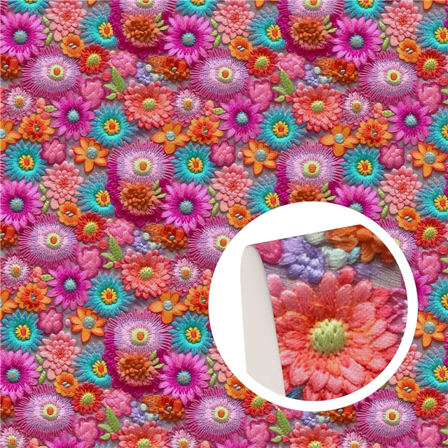 Floral Flowers Smooth Printed Faux Leather Sheet