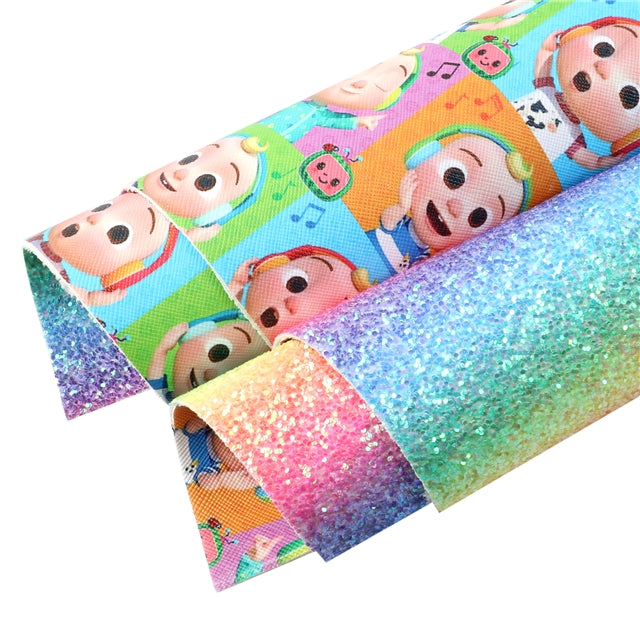 Characters Glitter Double Pattern Faux Leather Sheet