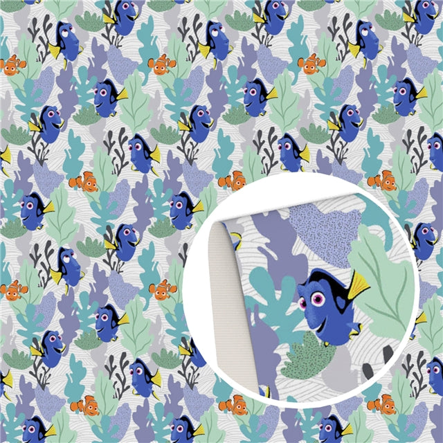 Nemo Fish  Printed Faux Leather Sheet FeeFiFauxLeather