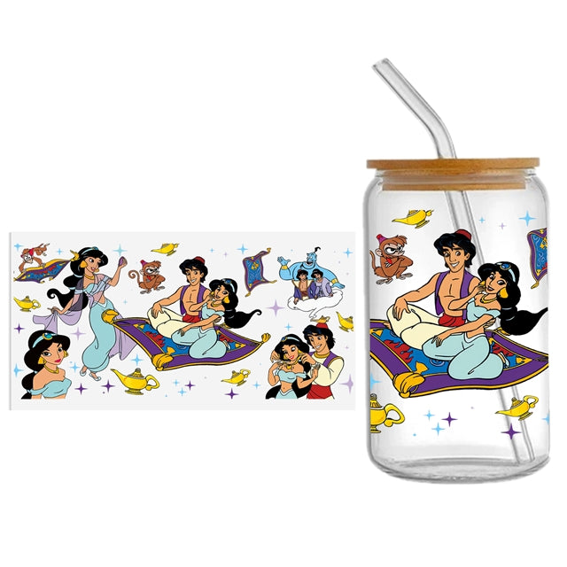 Princess Jasmine UV DTF Glass Can Wrap