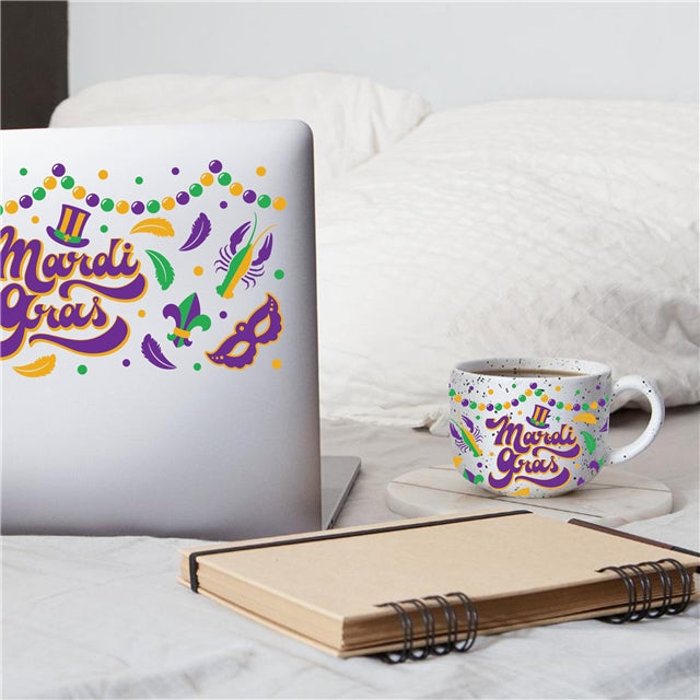 Mardi Gras Crawfish UV DTF Cup Wrap – Easy Cup Wrap for Tumblers & Projects FeeFiFauxLeather