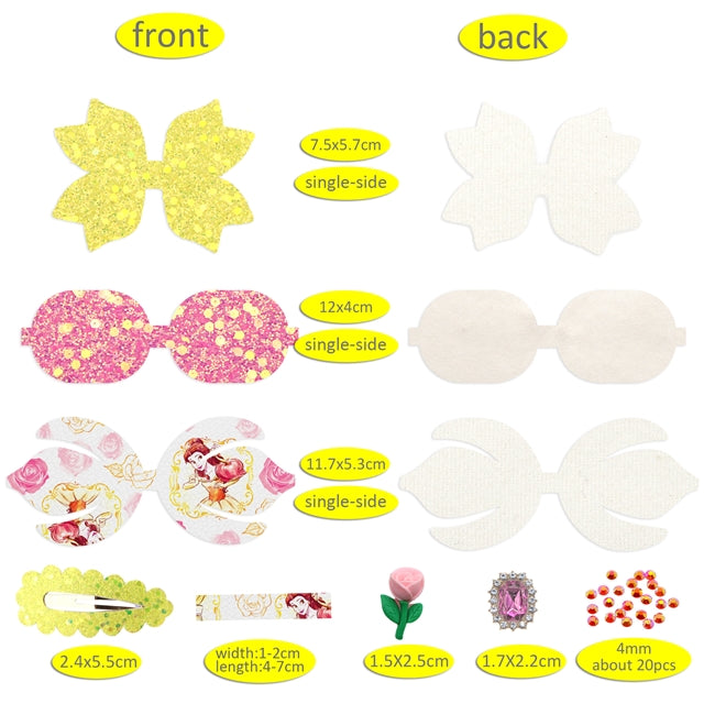 Princess Printed Faux Leather Pre-Cut Bow Clip Includes Centerpiece FeeFiFauxLeather