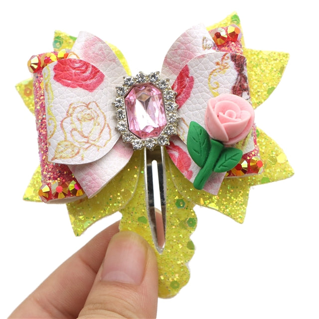 Princess Printed Faux Leather Pre-Cut Bow Clip Includes Centerpiece FeeFiFauxLeather