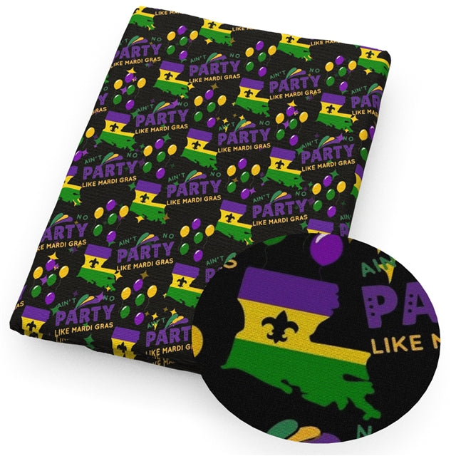 Mardi Gras Printed Faux Leather Sheet FeeFiFauxLeather