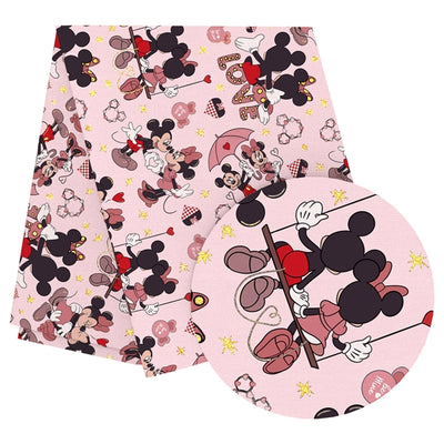 Minnie and Mickey Gold Foil Printed Faux Leather Sheet Bright colors
