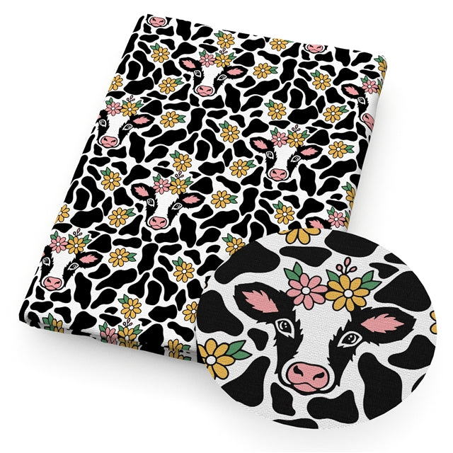 Cows Litchi Printed Faux Leather Sheet Litchi has a pebble like feel with bright colors