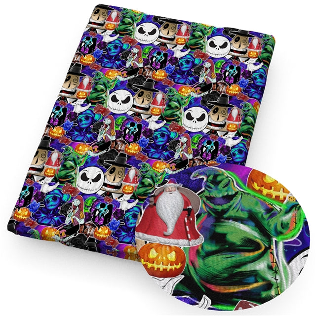 Nightmare Before Christmas Halloween Printed Faux Leather Sheet