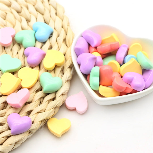 3-D Hearts Random Colors Acrylic Resin 5 piece set FeeFiFauxLeather