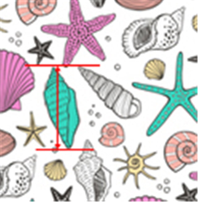 Sea Shells Printed Litchi Printed Faux Leather Sheet Litchi has a pebble like feel with bright colors