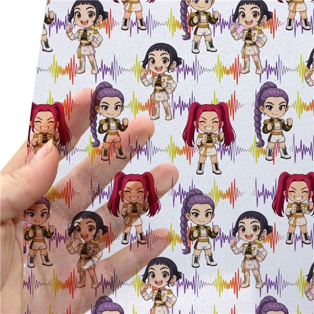 K-Pop Huntrix Faux Leather Sheet – Cartoon Character Material for DIY Accessories FeeFiFauxLeather