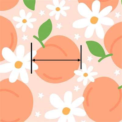 Peach Daisy Flower Printed Faux Leather Sheet Litchi has a pebble like feel with bright colors