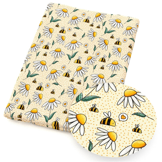 Bees Bloom Printed Faux Leather FeeFiFauxLeather