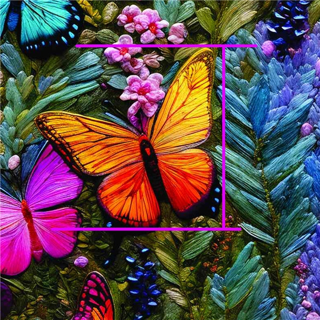 Colorful Butterflies  Litchi Printed Faux Leather Sheet Litchi has a pebble like feel with bright colors