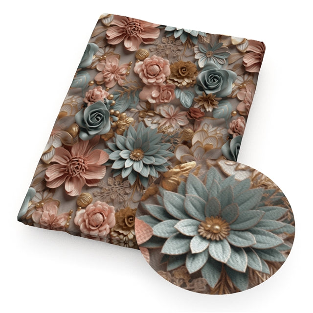 Vintage Garden Bloom Printed Faux Leather FeeFiFauxLeather