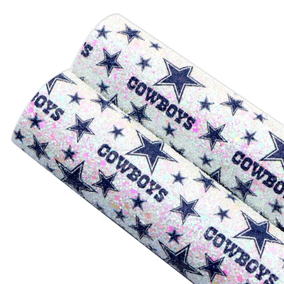 Cowboys Football Chunky Glitter Printed Faux Leather Sheet