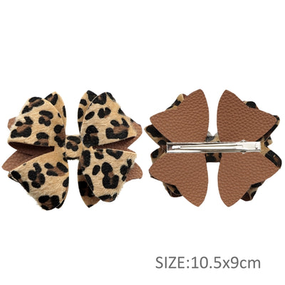 Leopard Furry Printed Faux Leather Pre-Cut Bow