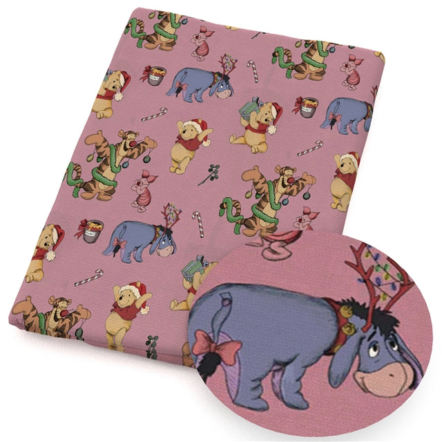 Pooh Bear Christmas Printed Fabric FeeFiFauxLeather