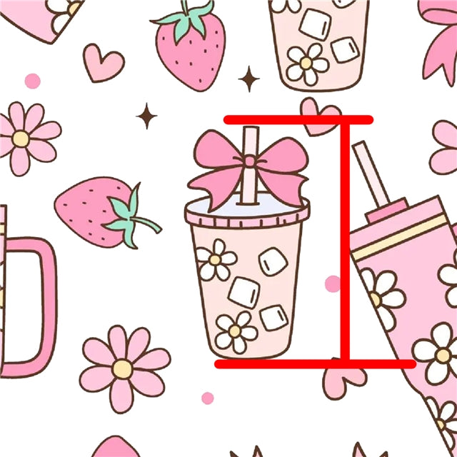 Cup Drink Strawberry Cherry Faux Leather Sheet – Cartoon Character Smooth Material for DIY Accessories FeeFiFauxLeather