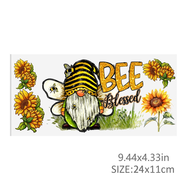 Bee Gnome UV DTF Glass Can Wrap for 16 oz Libbey Glass, Permanent and Ready to Apply, UV dtf Cup Wrap ready to ship, Glass Can Wrap