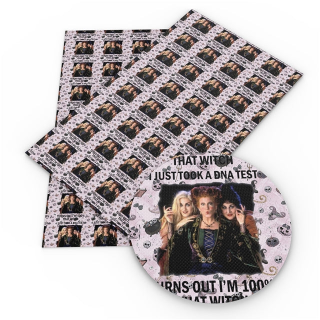 Hocus Pocus Halloween Printed Smooth Faux Leather Sheet FeeFiFauxLeather