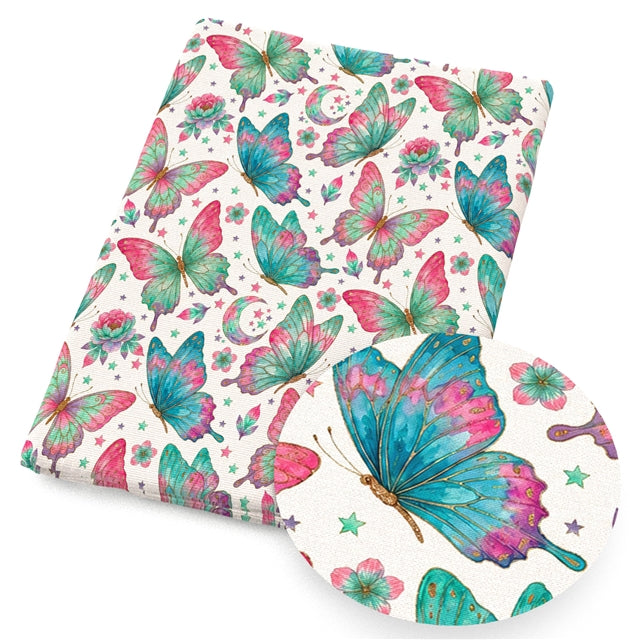 Butterfly Garden Printed Faux Leather Sheet FeeFiFauxLeather