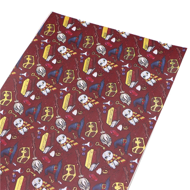 Harry Potter Gold Foil Printed Faux Leather Sheet Bright colors