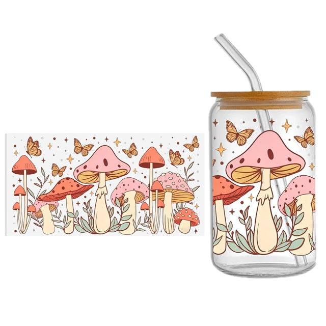 Mushrooms UV DTF Cup Wrap – Easy Cup Wrap for Tumblers & Projects FeeFiFauxLeather