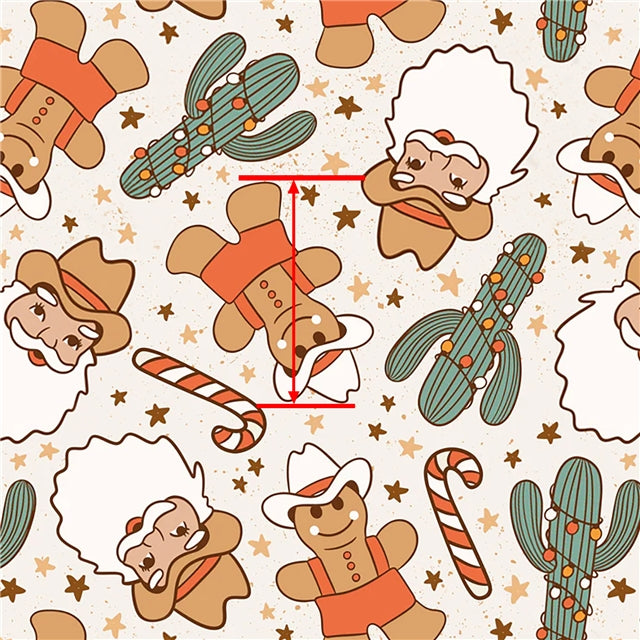 Gingerbread Man Christmas Printed Faux Leather Sheet